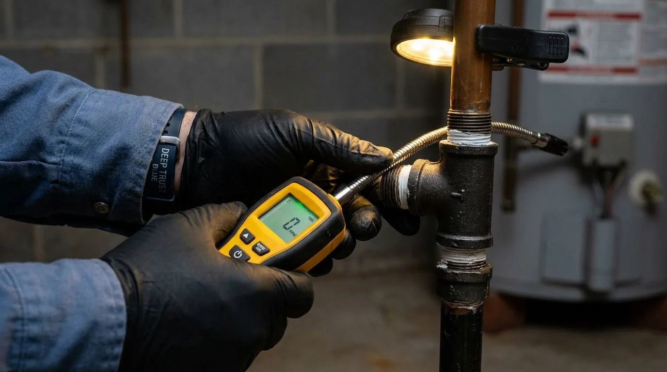 Gas leak detection with electronic sniffer by Johns Plumbing LLC in Sturtevant