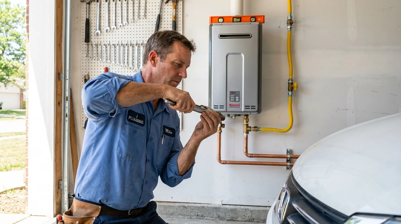 Tankless water heater installation by a Johns Plumbing LLC plumber in Sturtevant